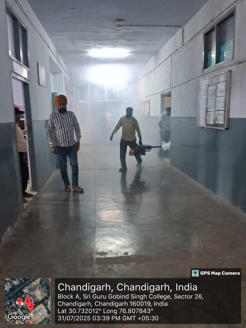 Fogging Operation on 31 July 2025 — vector-control fogging at SGGS College, Sector 26, Chandigarh